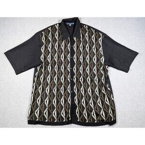 Michael Irvin 88 Men Shirt 4XL Zig Zag Stripe Knit Button Front‎ Short Sleeve
